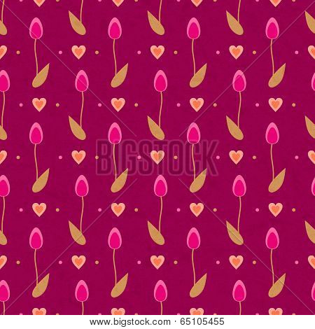 vector seamless pattern with pink flowers