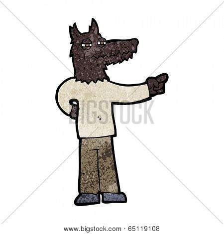 cartoon pointing wolf man
