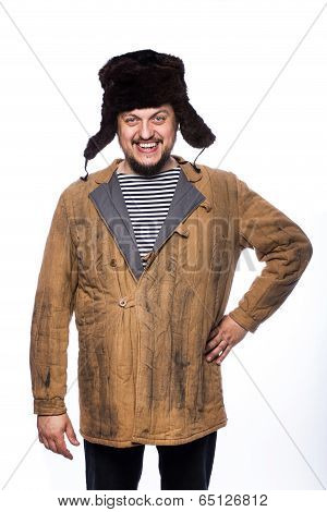 Happy crazy russian man smiling