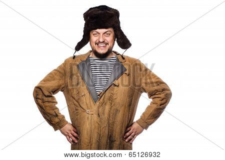 Happy crazy russian man smiling
