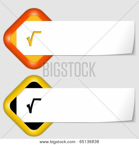Set Of Two Icons With Paper On Note And Radix Sign