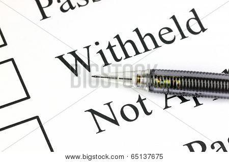 Mechanical Pencil Point To Checkbox In Withheld Text.
