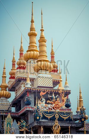 Beautiful pagoda in Wat Huai Sai Khao Chaingrai Thailand