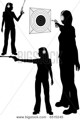 Silhouette Donna spara Target Pistol