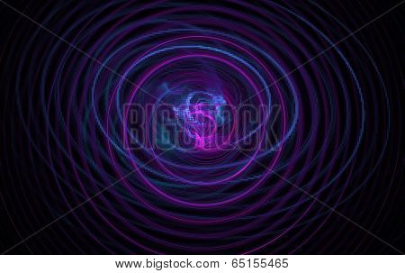 Endless azure fractal spiral woven from thin strings based on the dark. Fractal art graphics.