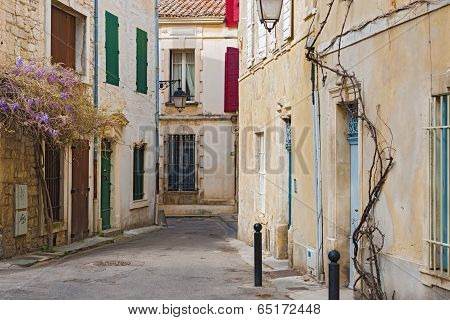 Early Morning View At The Street In Old City Of  Arles, France