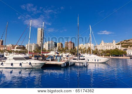 alicante marina port boats in Mediterranean Spain Valencian Community