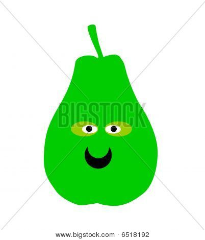 Pera verde sorridente