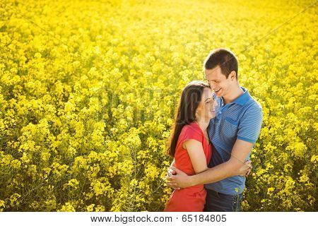 Couple in love in field