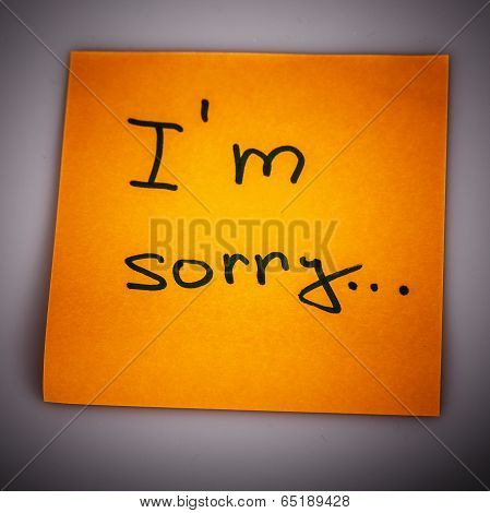 Sticky Note Message Isolated On White - I Am Sorry