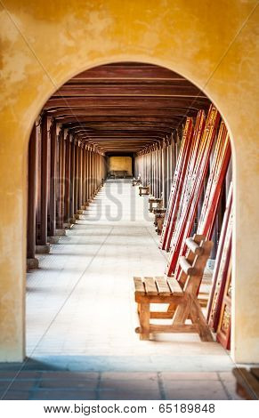 Arched Hall Of Hue Citadel, Vietnam, Asia.