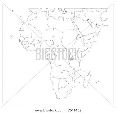 Afrika Landkarte detaillierte Führungslinie