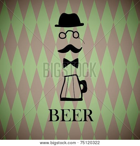 Vector Logo of the beer industry. Stylized man with beer.