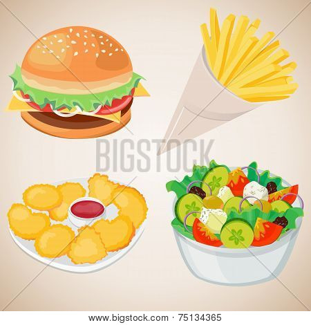 Set Of Fast Food