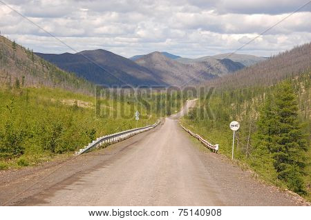 Gravel Road Kolyma To Magadan Highway At Yakutia