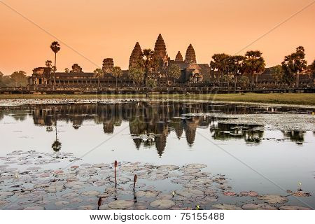 Angkor Wat temple at sunrise.