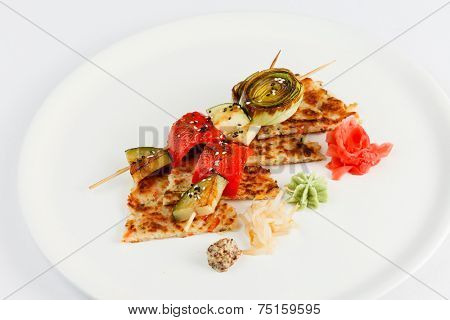 Grilled vegetables on skewer