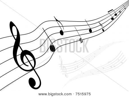 ภาพประกอบเพลงแนวคิด stave และหมายเหตุ