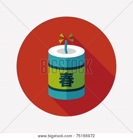 Chinese New Year Flat Icon, Eps10, Chinese Festival Couplets With Firecrackers Means 