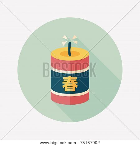 Chinese New Year Flat Icon, Eps10, Chinese Festival Couplets With Firecrackers Means 