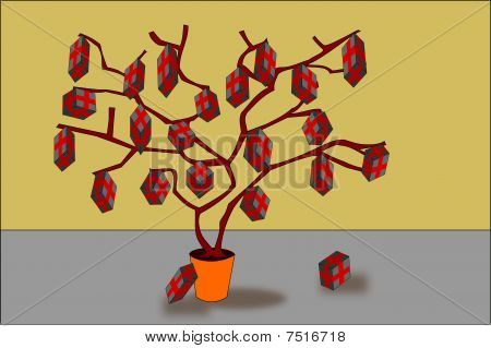 árbol con regalos en las ramas