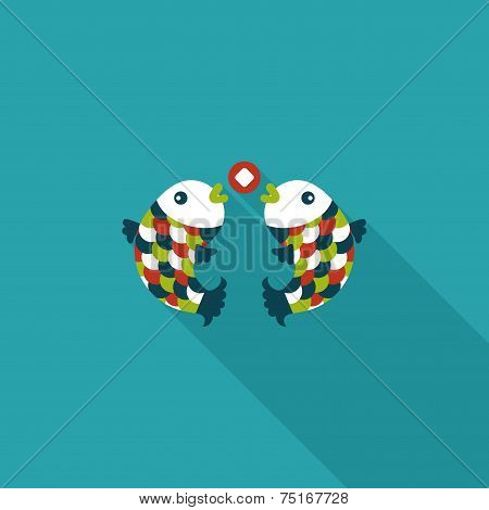 Chinese New Year Flat Icon With Long Shadow,eps10, Chinese Decoration Means 