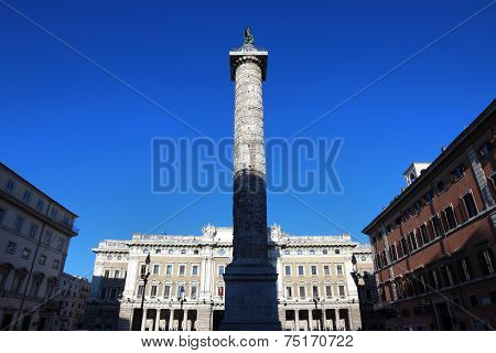 Roman Victory Column In Piazza Colonna, Rome