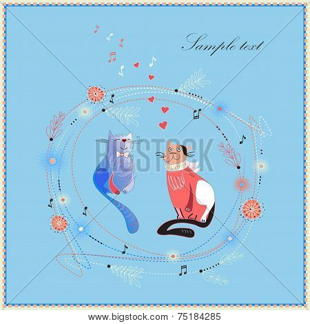 Greeting Card With Cute Cats