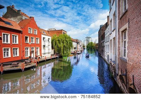 View of beautiful river in Ghent, Belgium