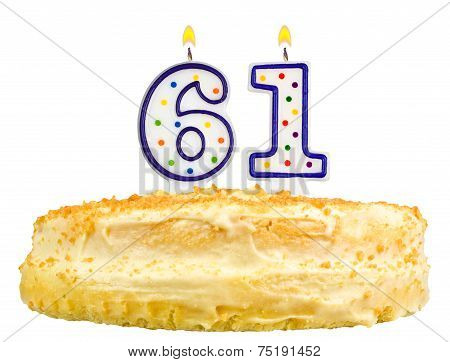 Birthday Cake Candles Number Sixty One Isolated