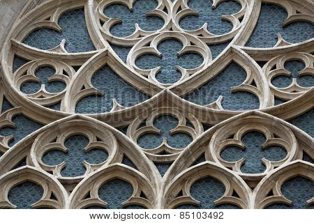 VIENNA, AUSTRIA - OCTOBER 11: Rose window of Minoriten kirche in Vienna, Austria on October 11, 2014.