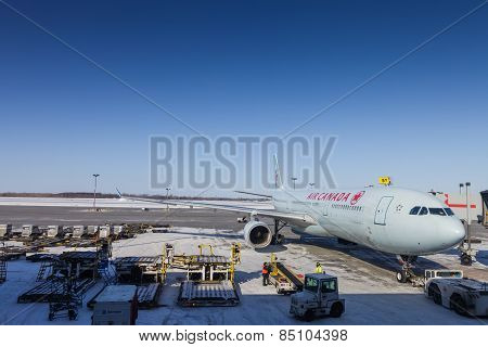 View Of Air Canada Plane Almost Ready For Take-off
