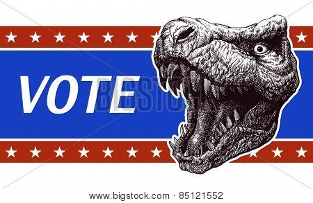 Vote - Presidential Election Poster with trex head. Vector illustration