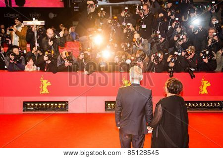 BERLIN, GERMANY - FEBRUARY 13: Kenneth Branagh with wife Lindsay Branagh. 'Cinderella' premiere. 65th Berlinale Film Festival. Berlinale Palace on February 13, 2015 in Berlin, Germany.