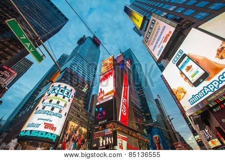 New York - DECEMBER 22, 2013: Times Square on December 22 in USA, New York. Times Square is the most popular tourist spot in New York
