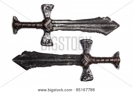 Medieaval swords isolated on the white