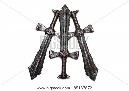 Medieaval swords isolated on the white