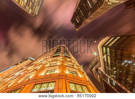 Skysrapers in Singapore during night hours