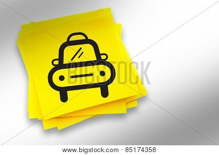 Taxi graphic against sticky note