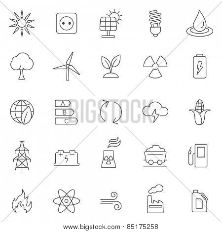 Energy line icons set.Vector