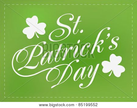 Happy St. Patrick's Day celebration poster or banner design with clover leaves on green background.