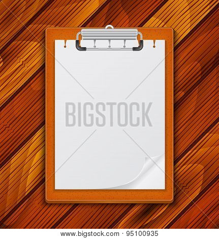 Clipboard With Wooden Background