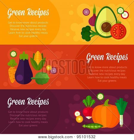 Concept Banners With Flat Vegetable Icons