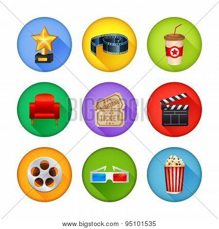 Set Of Realistic Cinema Icons