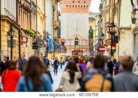 Crowd Of People Walking On A Street