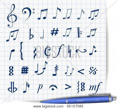 Music notes and signs