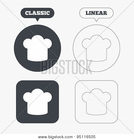 Chief hat sign icon. Cooking symbol.