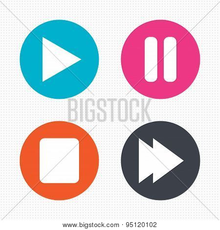 Player navigation icons. Play, stop and pause.