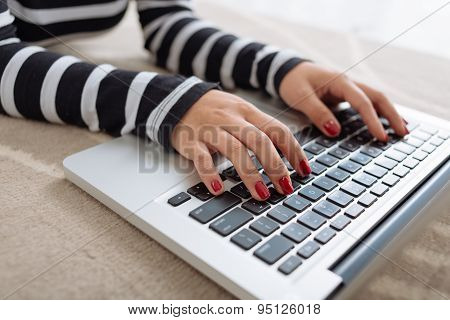 Typing On Laptop