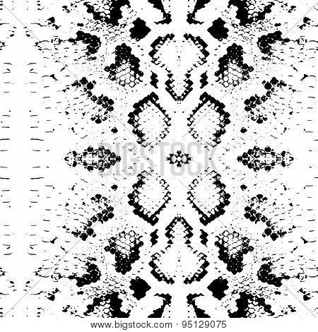 Seamless Pattern Snake Skin Texture. Black On White Background. Vector